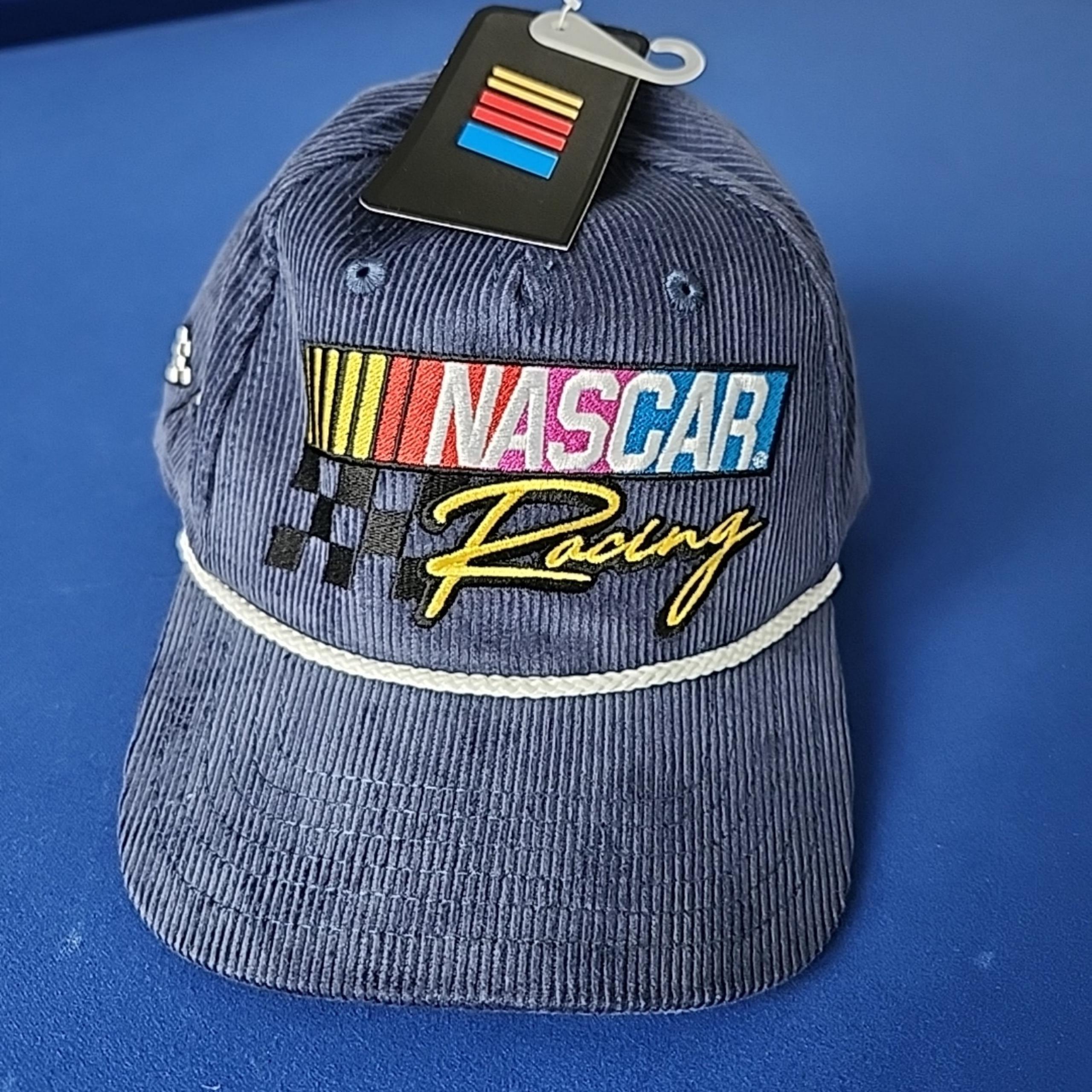 NASCAR Racing Men’s Corduroy Adjustable Navy Snapback Hat Cap Speedway