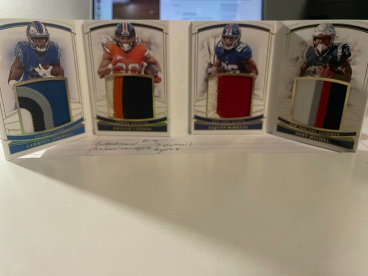 2018 National Treasures Rookie Quad 22/25 Saquan Barkley Sony Michel