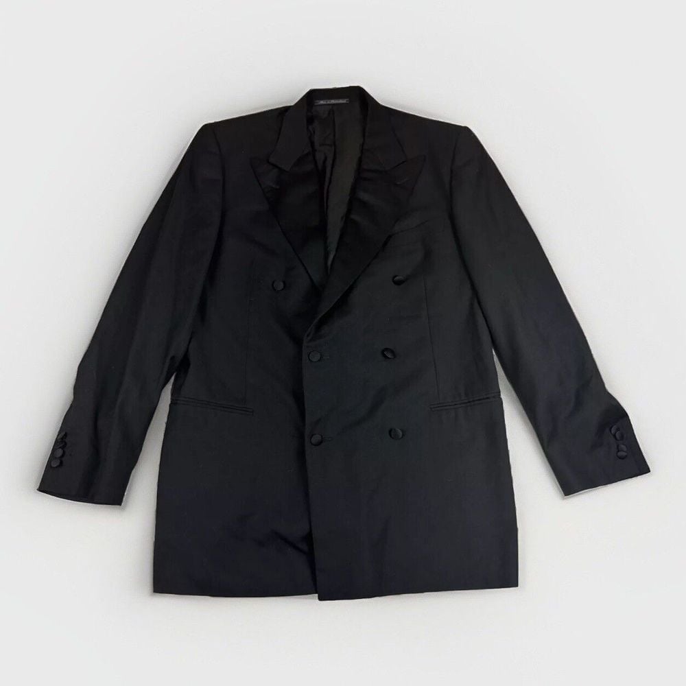 Ermenegildo Zegna Black Wool Fine Worsted Super 100s Suit Jacket Blazer 54 READ