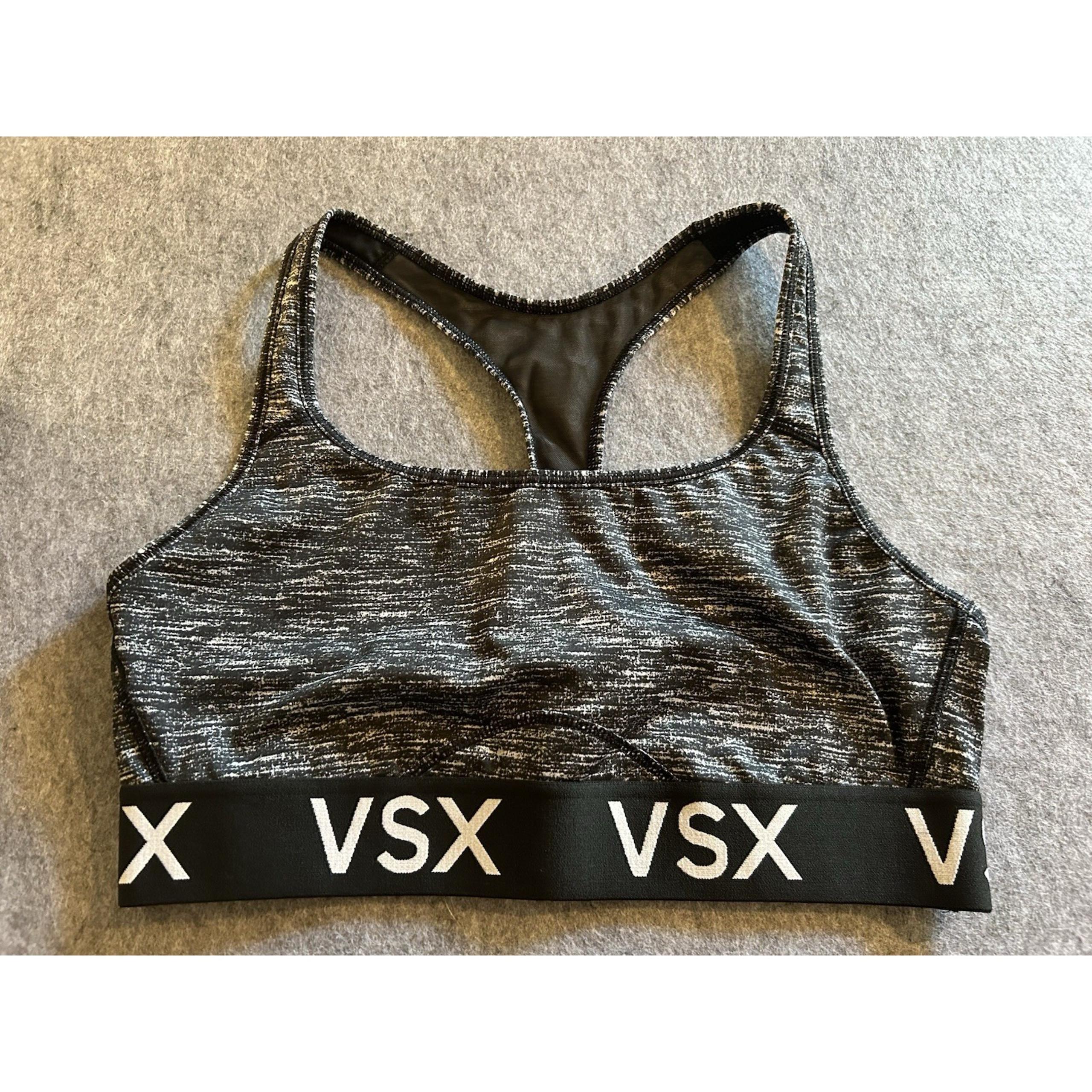 VSX Sport Wireless Racerback Athletic Sports Bra Black White L - Victoria's Secret