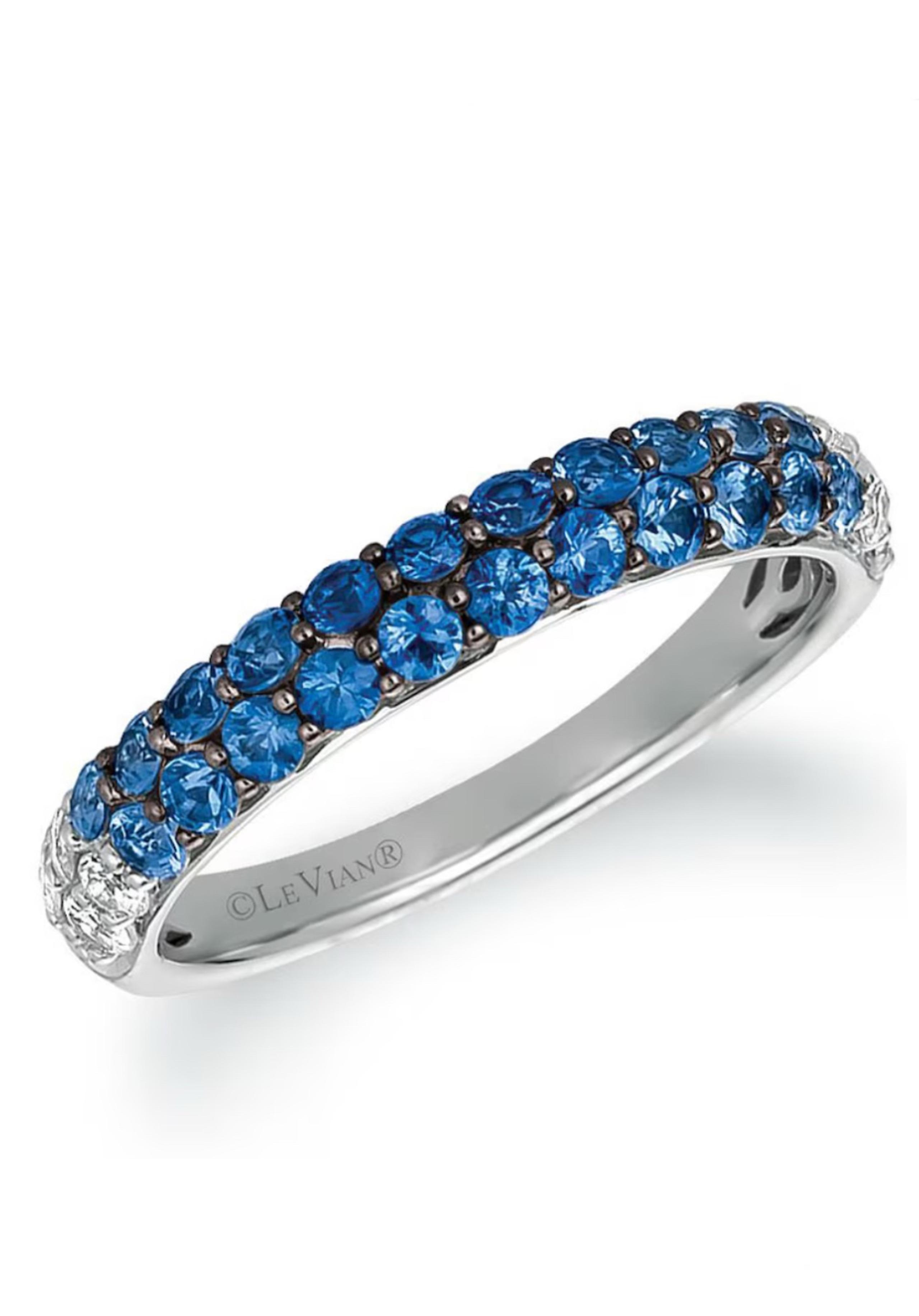 Le Vian 14K White Gold 1/2 Carat Denim Ombré Blue Sapphire Band Ring Sz 6 NWT