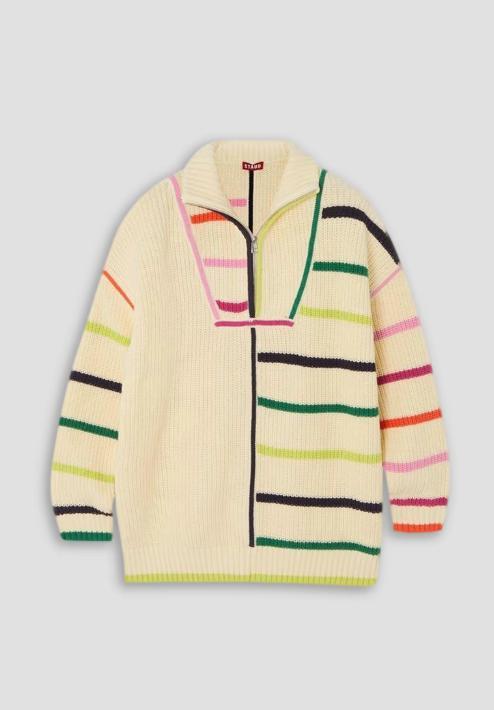 【STAUD】 Brand New: Ribbed Cotton Blend Sweater with Stripes