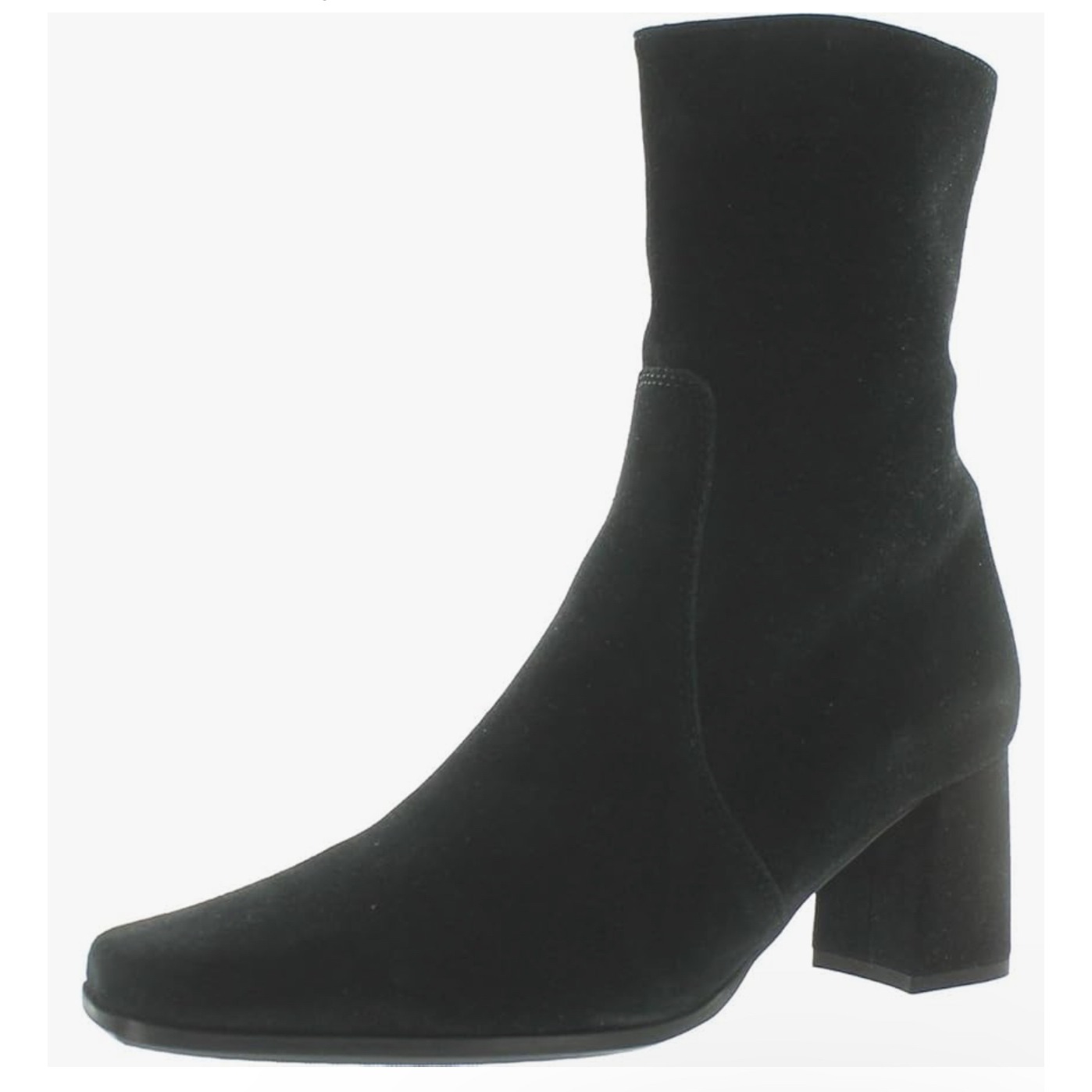 La Canadienne Suede Ankle Boots Block Heel Square Toe Black Size 9.5