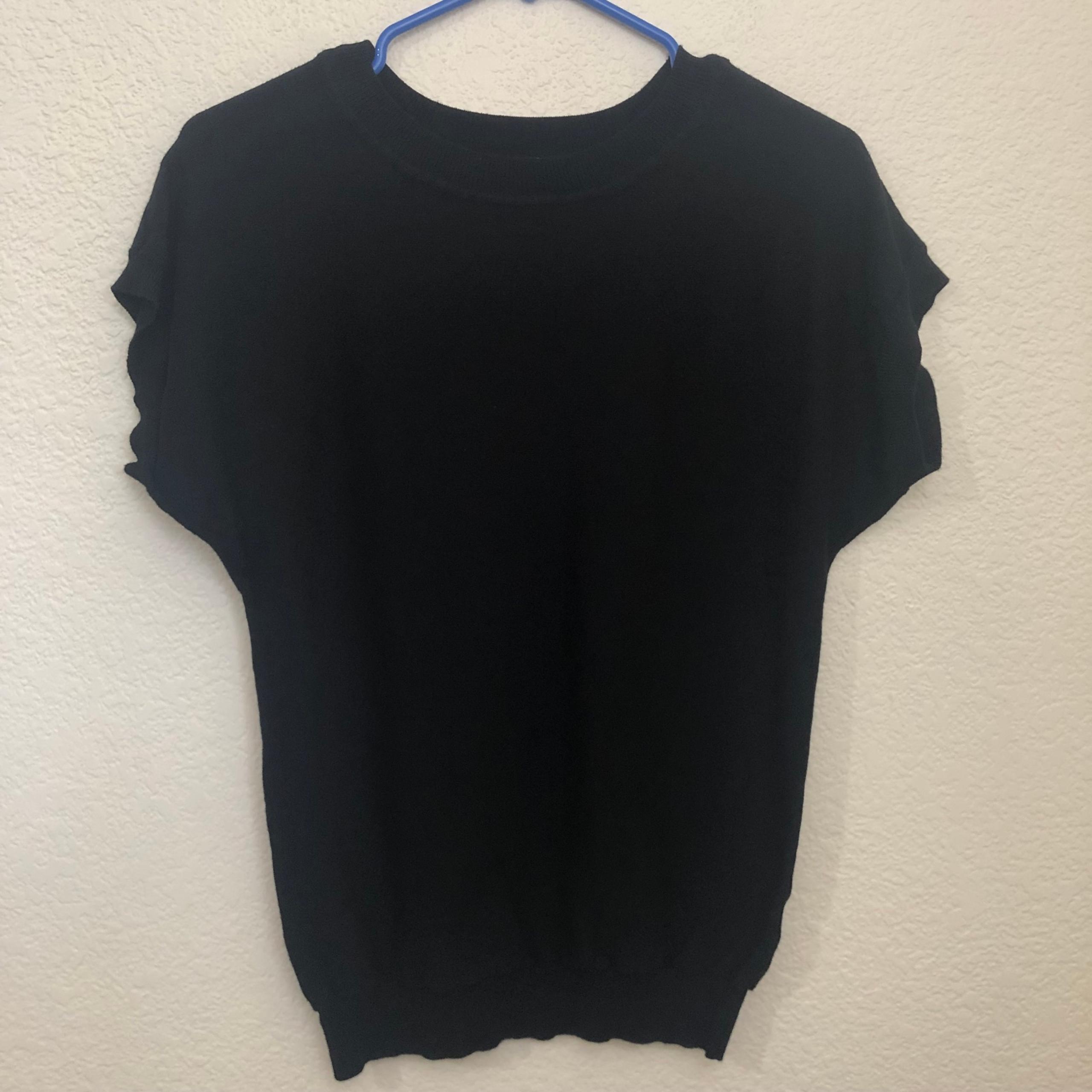 JOSEPH A. Womens Small Black Short Sleeve Knit Top Basic
