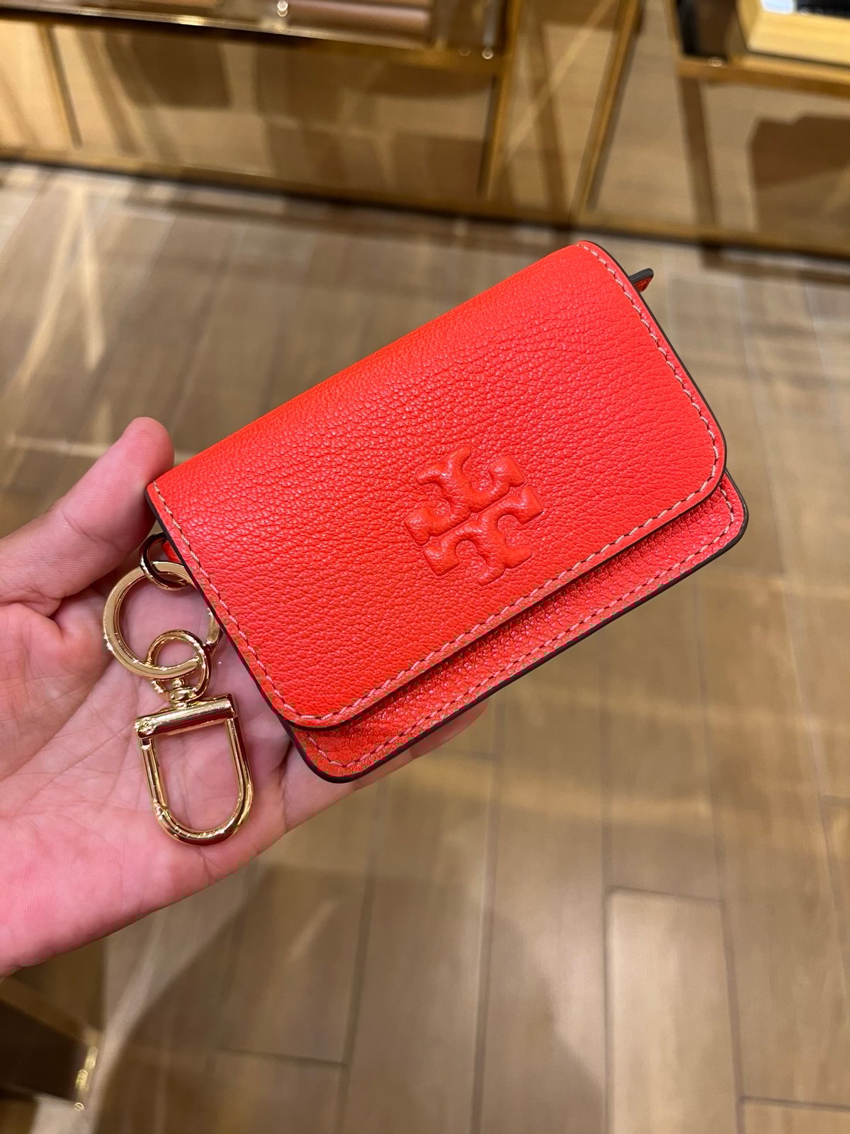 25年★Tory Burch Thea Flap Card Case 162924 Tory Burch Thea Flap Card Case In Poppy Red # 162924