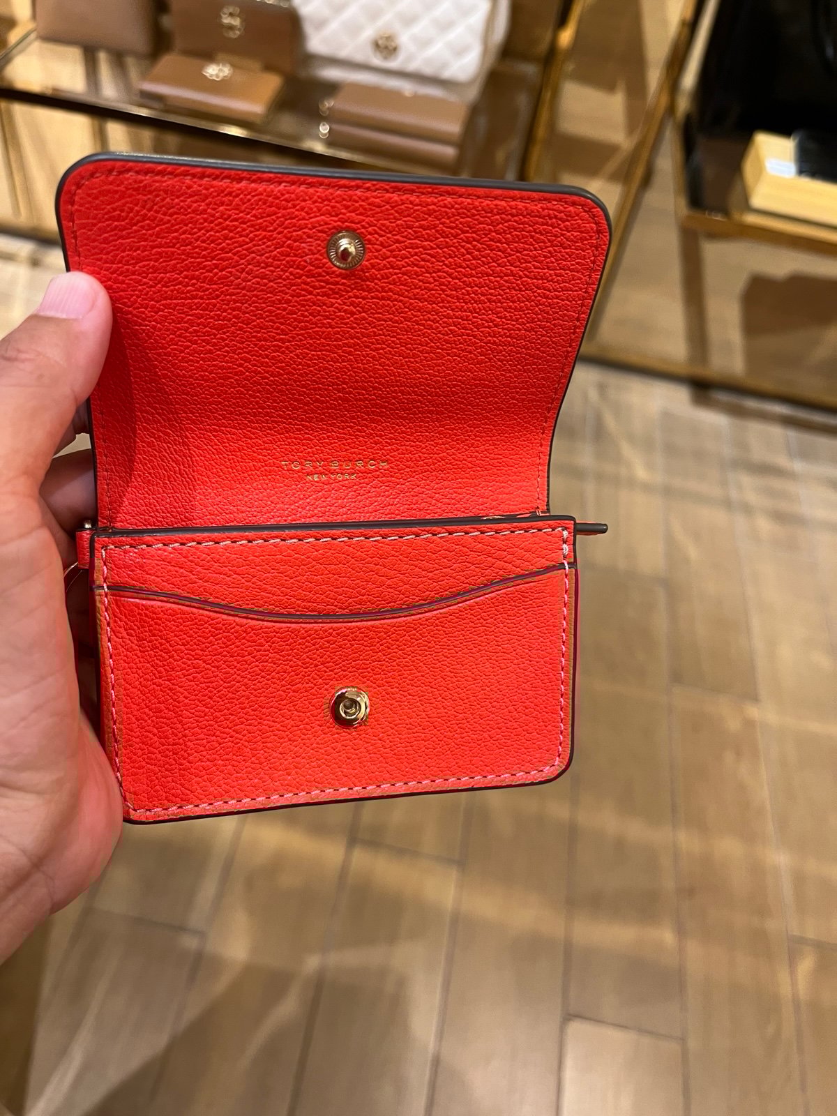 Tory Burch Thea Flap Card Case In Poppy Red # 162924