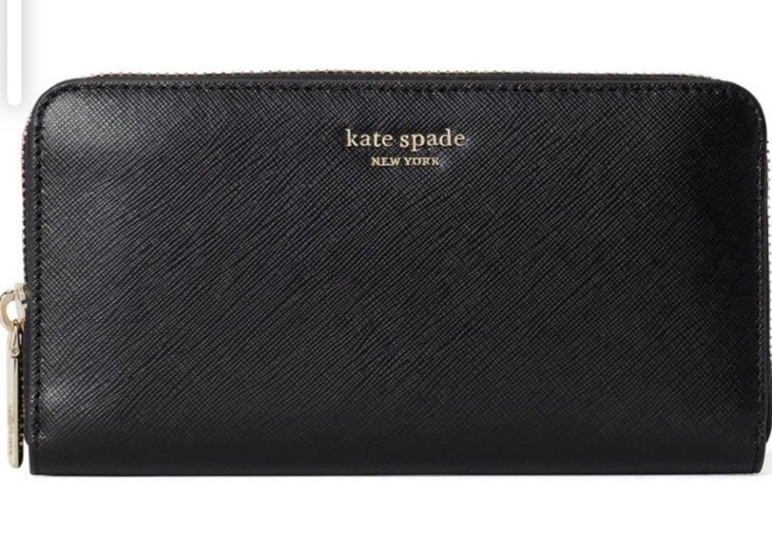 NWT Kate Spade Spencer Saffiano Leather Zip-Around Continental Wallet Black