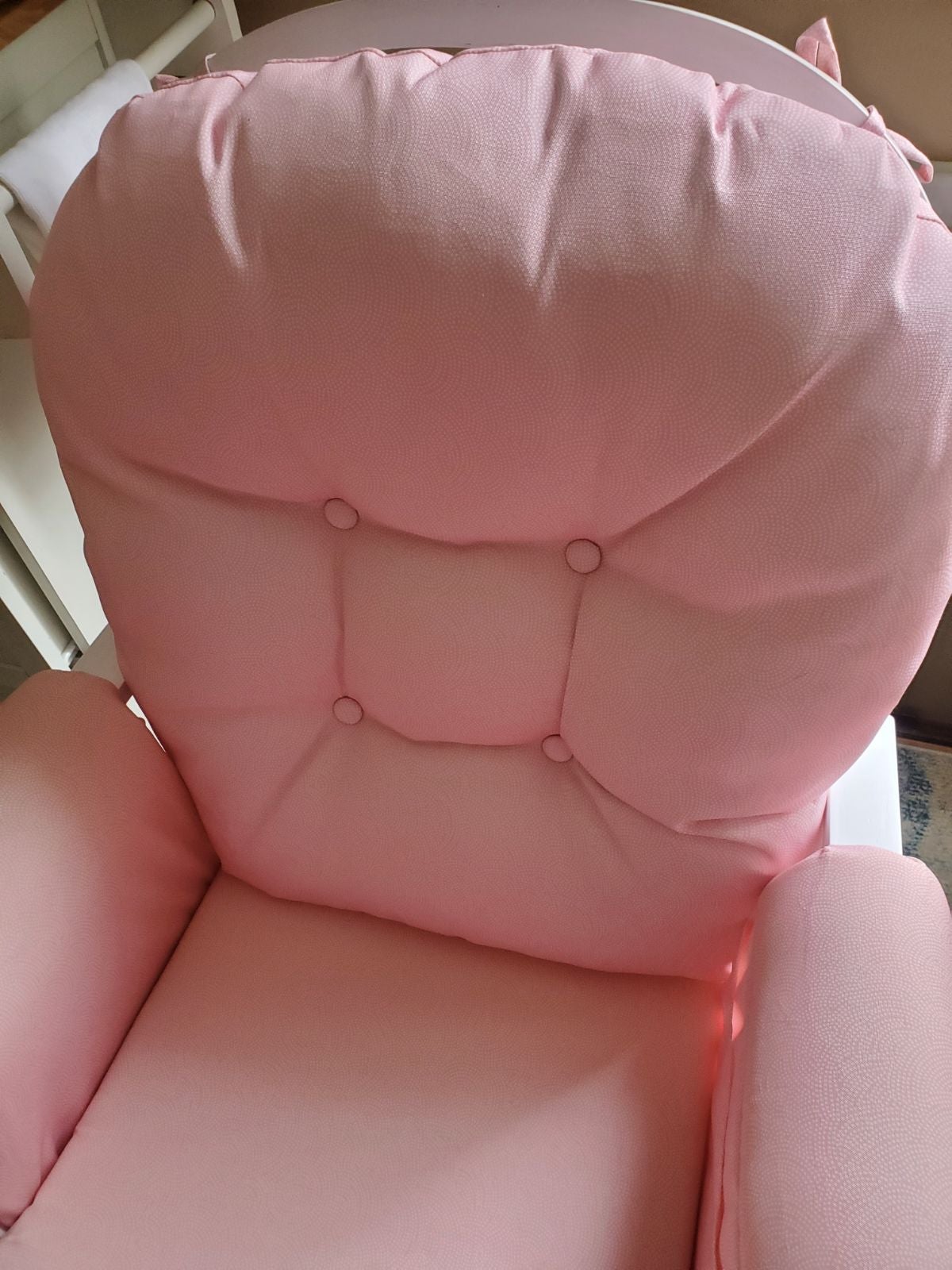 Pink Rocking chair and gliding ottoman