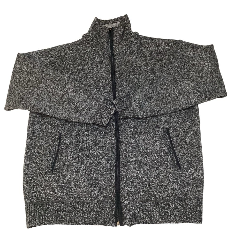 YeoKou Sweater Jacket Mens XLarge Gray Cashmere Wool Fleece Lined Cardigan Knit