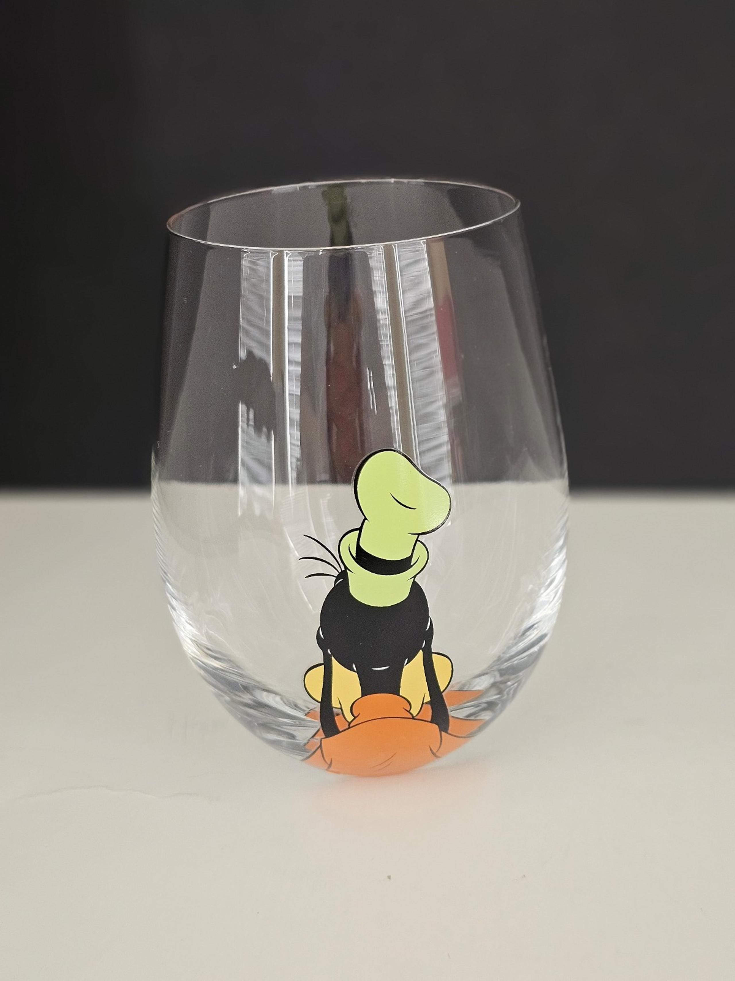 JoyJolt Disney Stemless Wine Glass Goofy Looking Backwards, 14.5oz