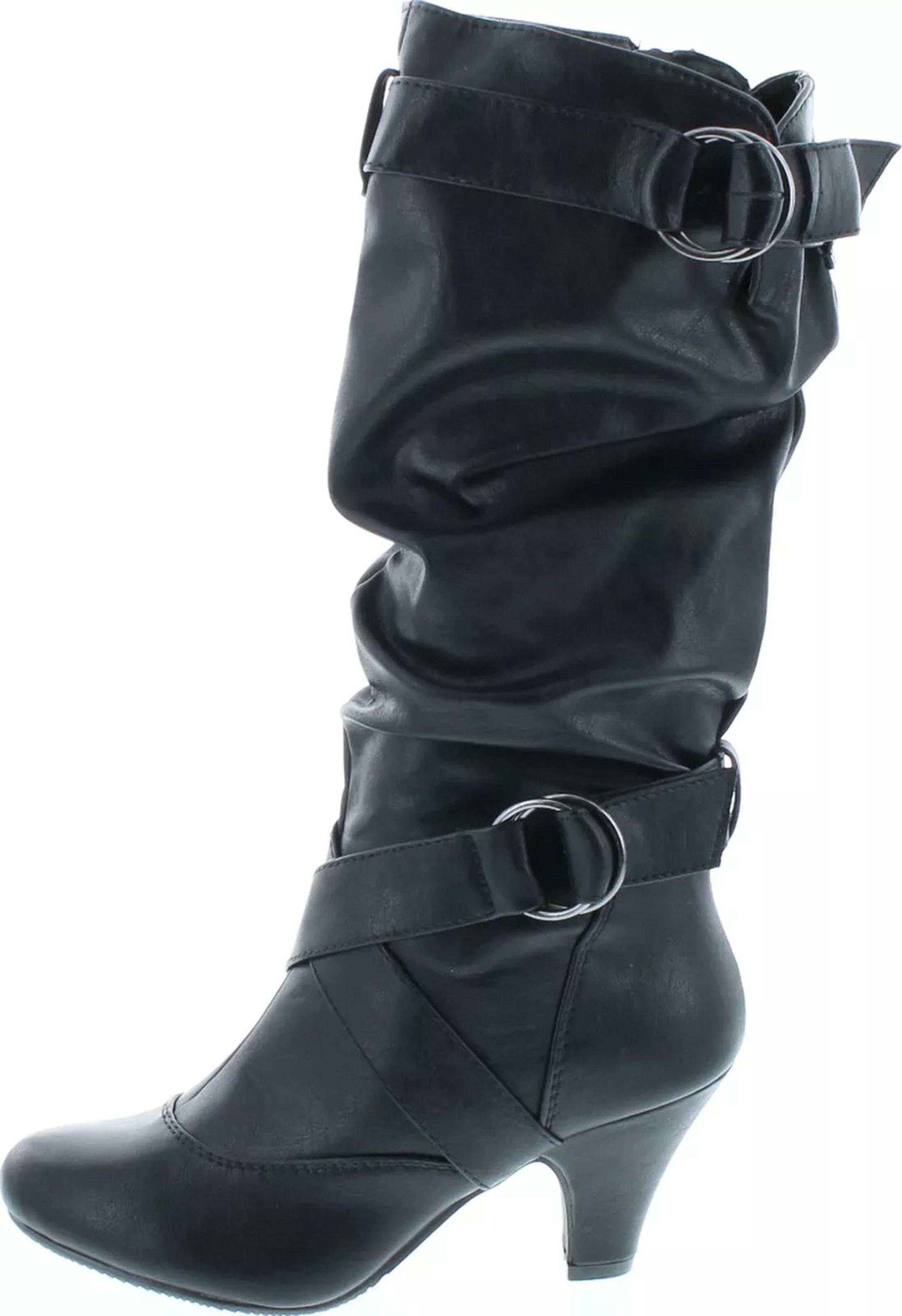 New Women's Maggie-39 Stylish Kitten Heel Boot W/buckle Accent-blk Size 10