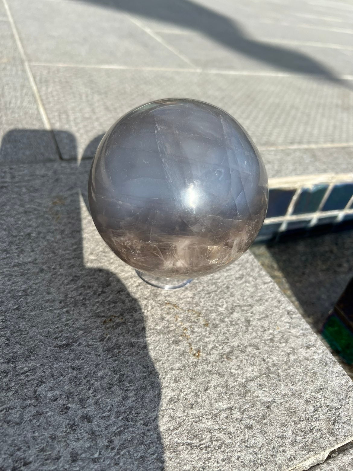 Blue rose quartz crystal ball sphere <3