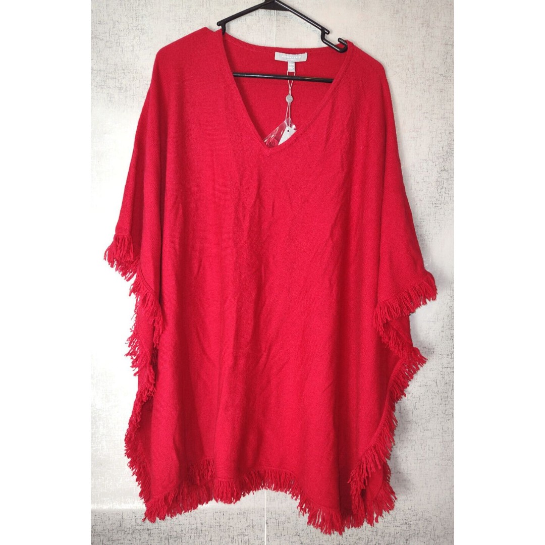 Neiman Marcus Women's Red Poncho Sz S/M