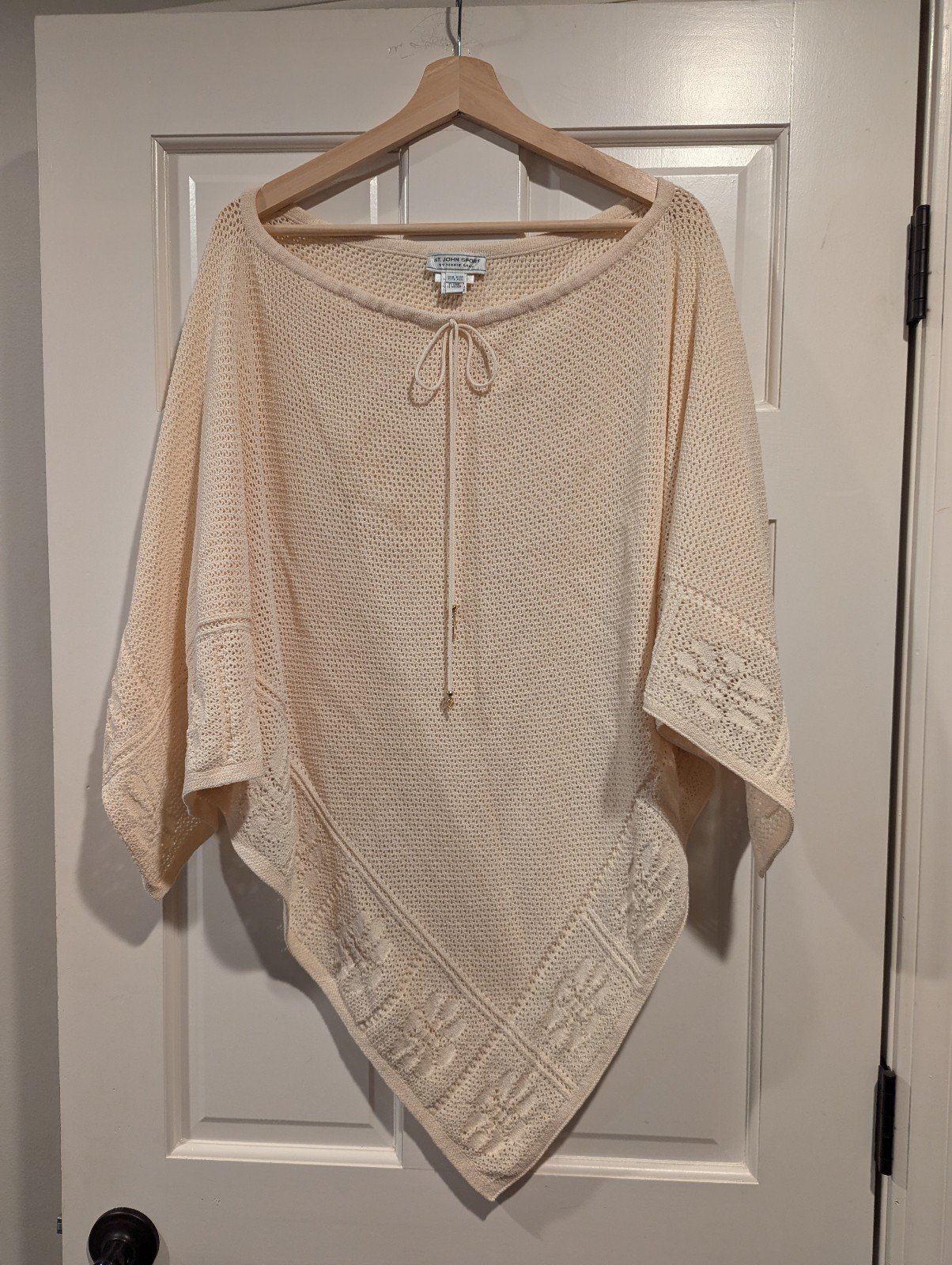 Women's st John sport Marie gray wool blend poncho shawl one size cream ivory