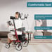 ELENKER Upright Rollator Stand Up Folding Mobility Walking Aid Seat Back Erect