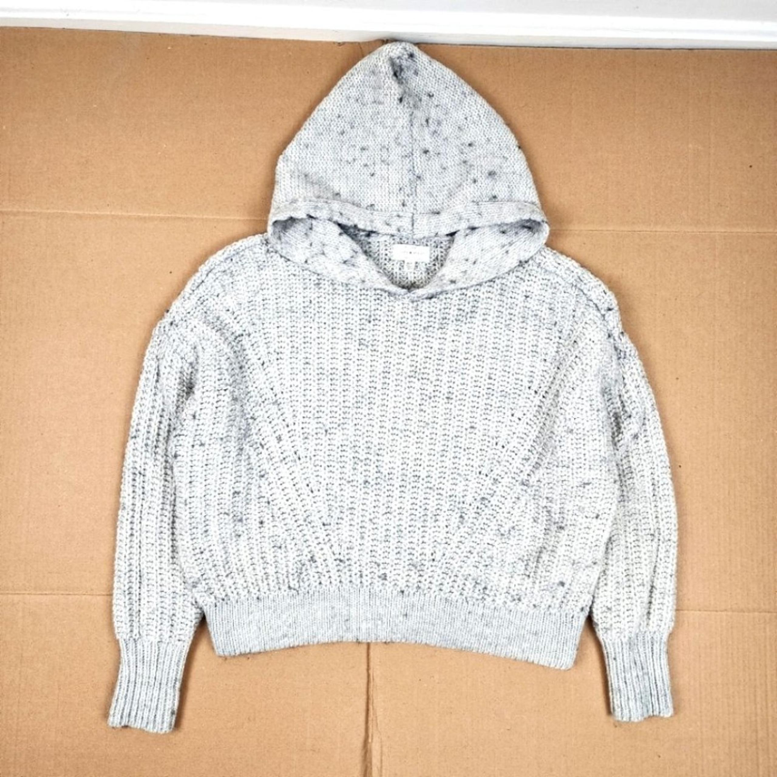 Lucky Brand Gray Hooded Knit Crop Sweater Size M