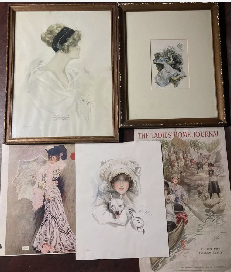 Collection Harrison Fisher Original Prints 1915 Kay Laurell art Bull Terrier