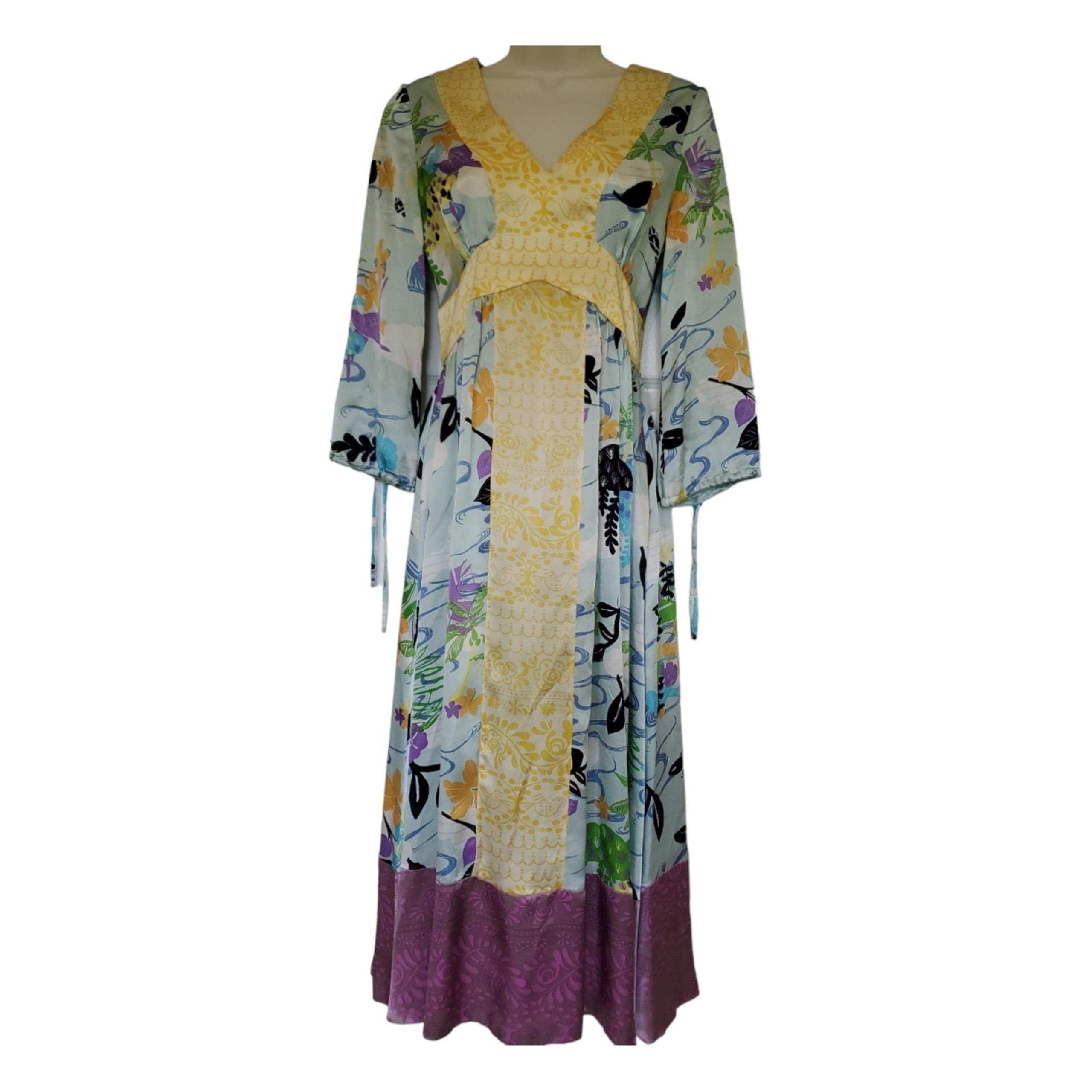 Twinkle by Wenlan 100% Silk Maxi Dress Whimsy Fairycore Boho Size 2 Flowy