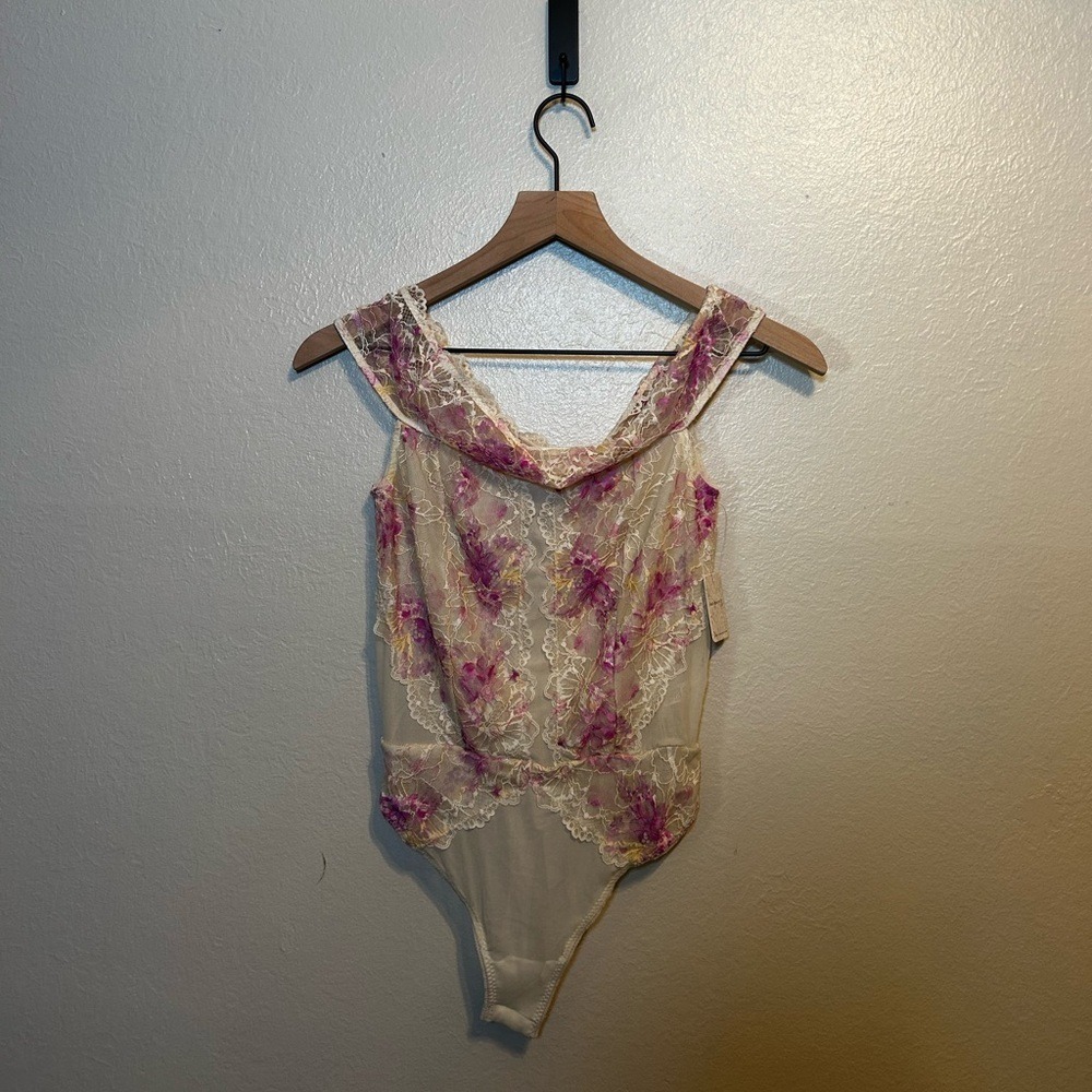 Intimately Free People Lace Sheer Off The Shoulder Romantic Dainty Bodysuit