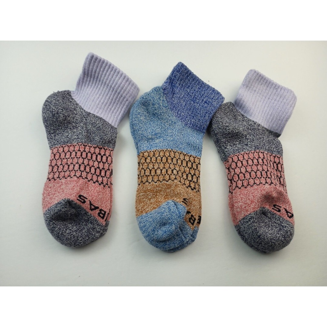 Bombas Tri-Block Marled Quarter Socks Lot Of 3 Pairs Size S