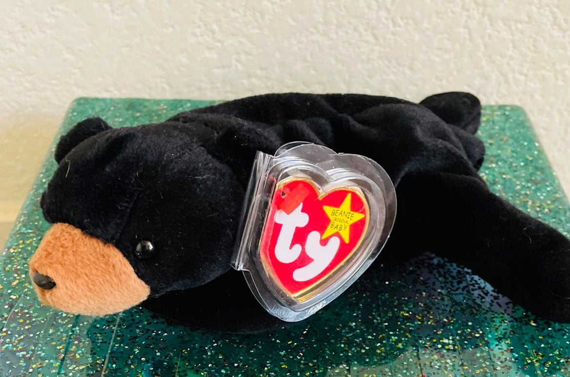 Blackie the bear made with PVC pellets Ty Beanie Babies