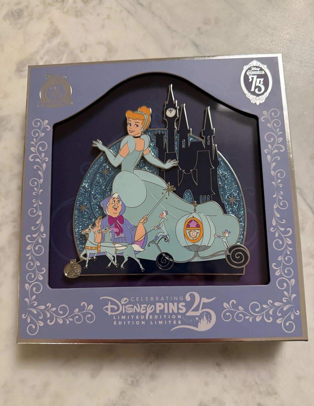 Disney Parks 2025 Cinderella 75th Anniversary LE Jumbo Pin