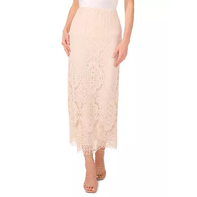 New PARKER Cream Slit-Back Lace Waist Maxi Skirt Size 4