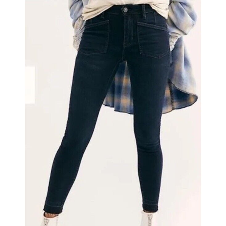 We the Free People Ivy Denim Released Raw Hem Skinny Jean Waist Size 28 98 NWT