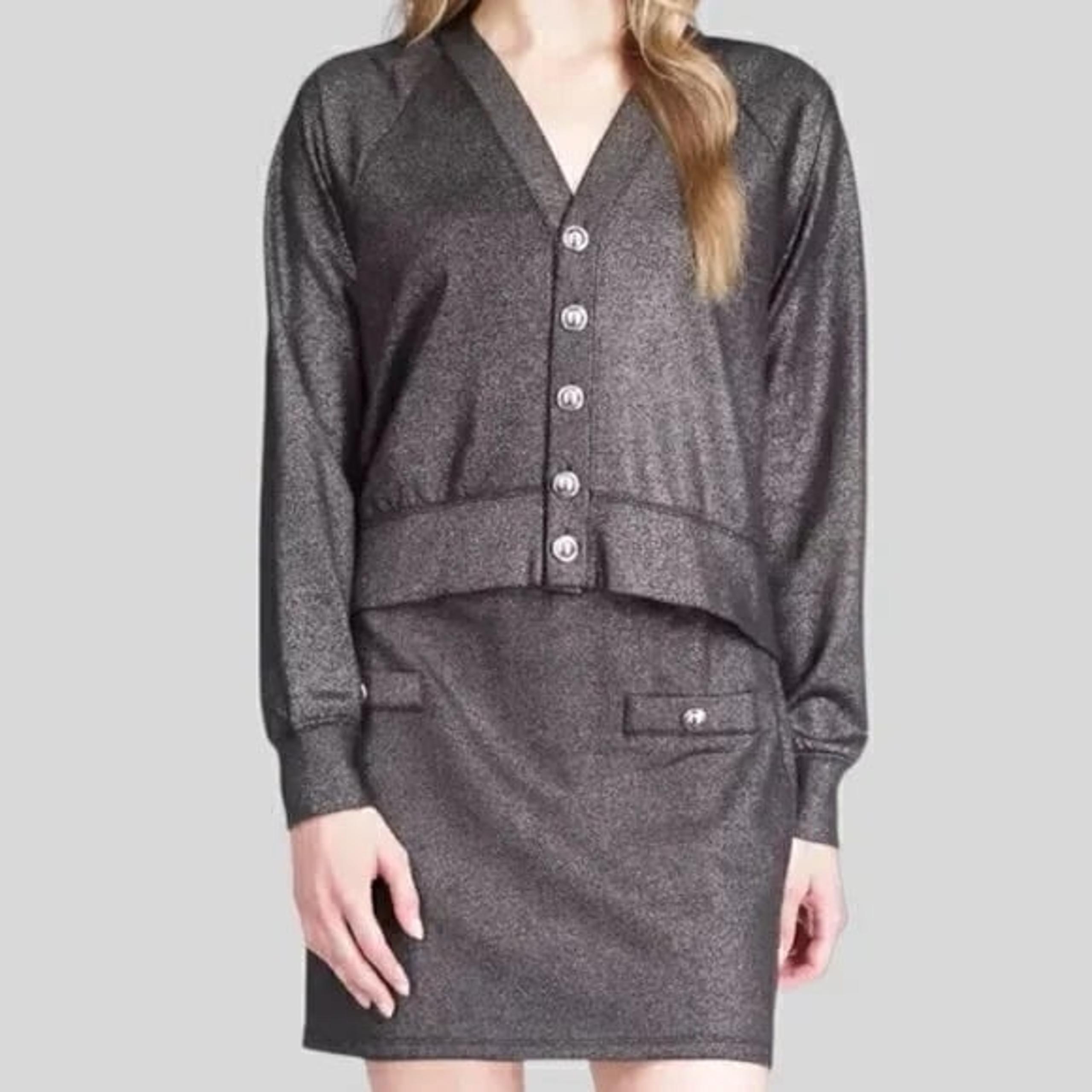 MICHAEL MICHAEL KORS Womens Black Unlined Short Length Ribbed Long Sleeve XXL