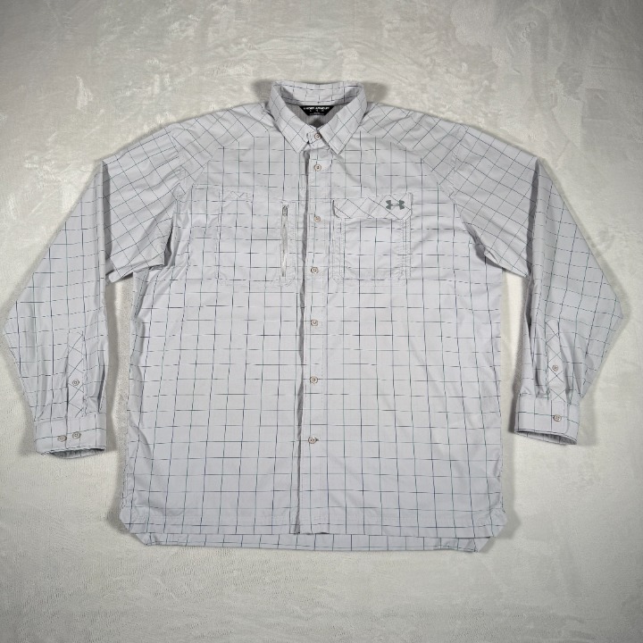 Under Armour Shirt Men Size XL Checked Long Sleeve Vented Pockets Hunter Fishing