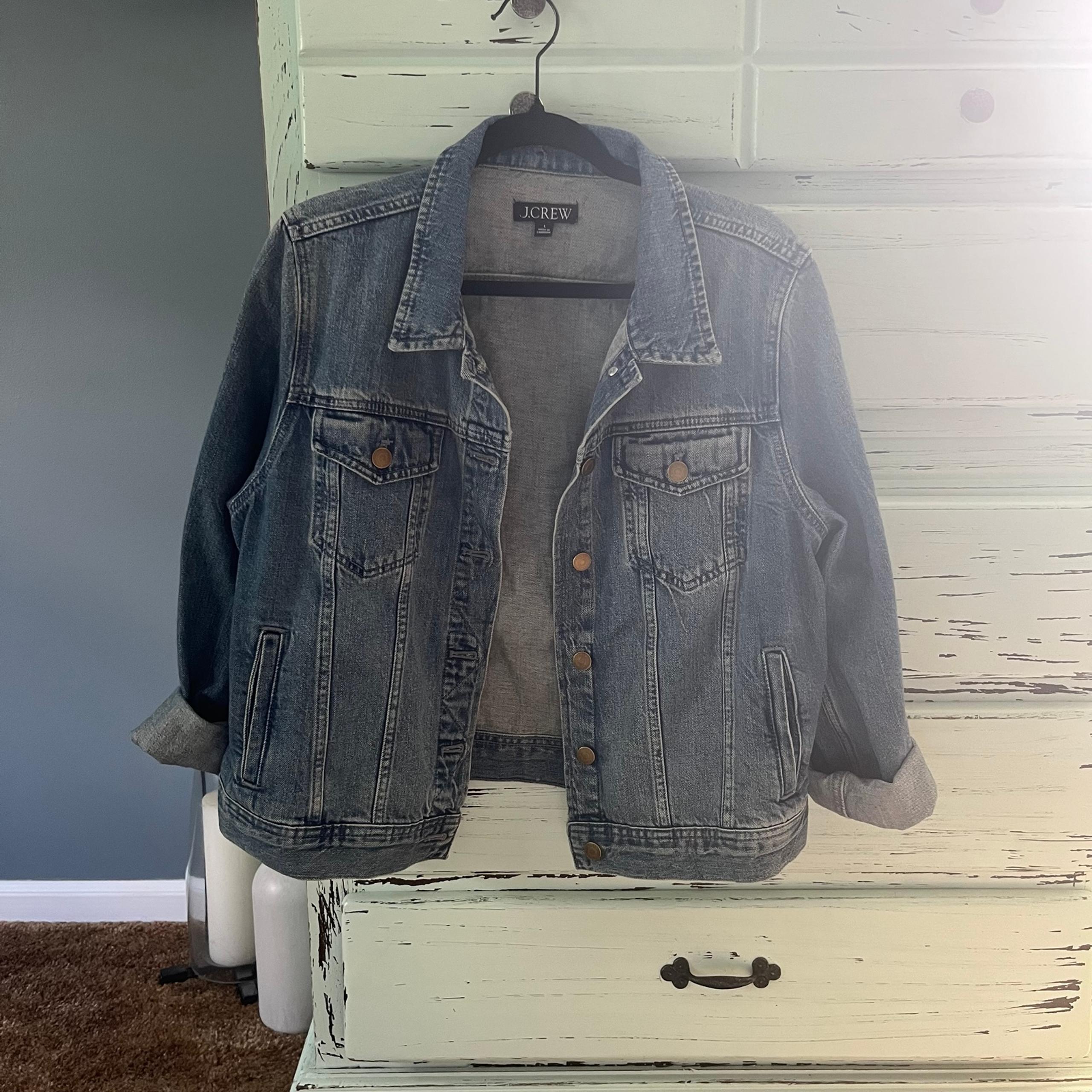 J. Crew women’s size large denim jacket.