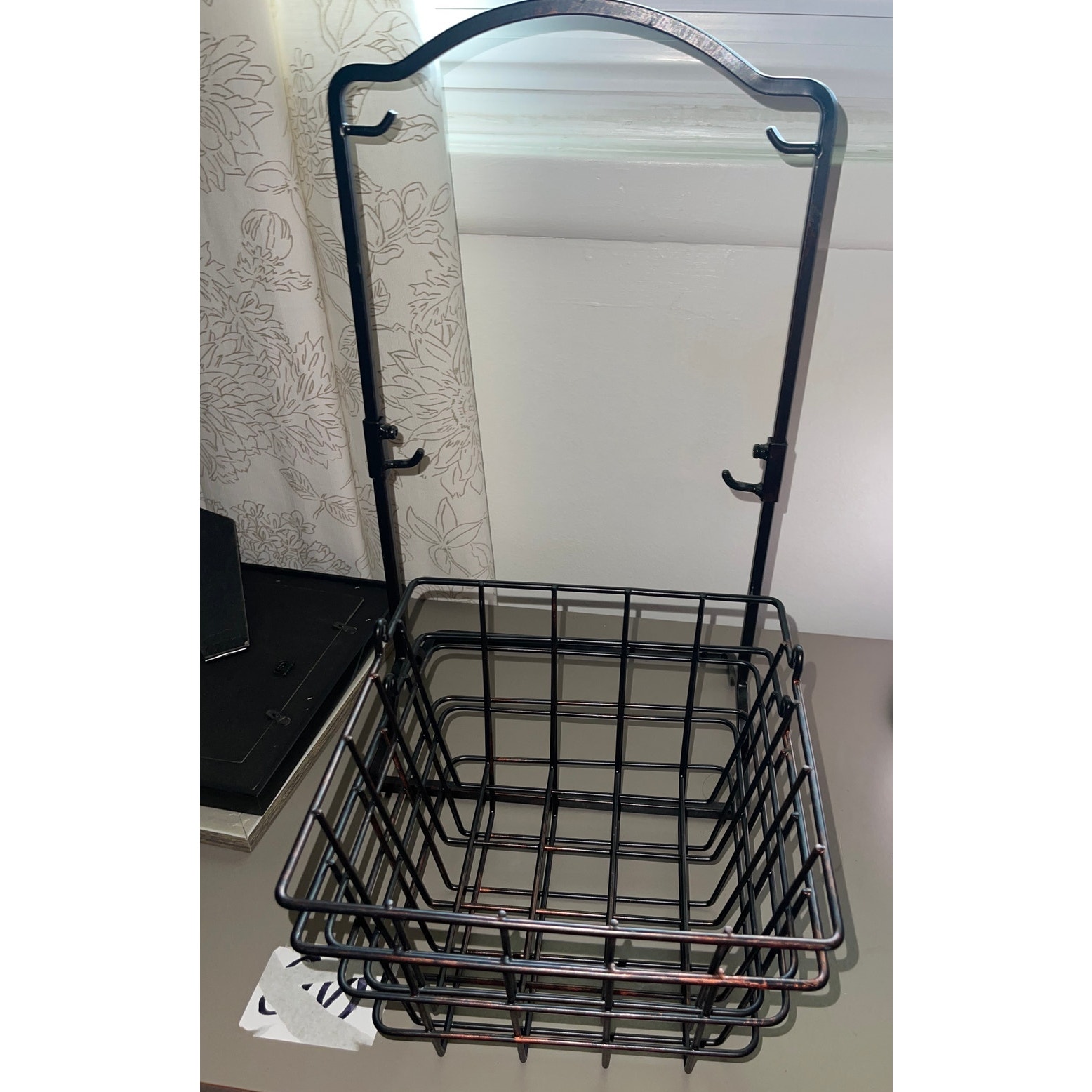 2 Tier Metal Wire Storage Basket Stand Black