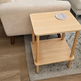 End Table Boho Side Table with Storage Shelf 2 Tier