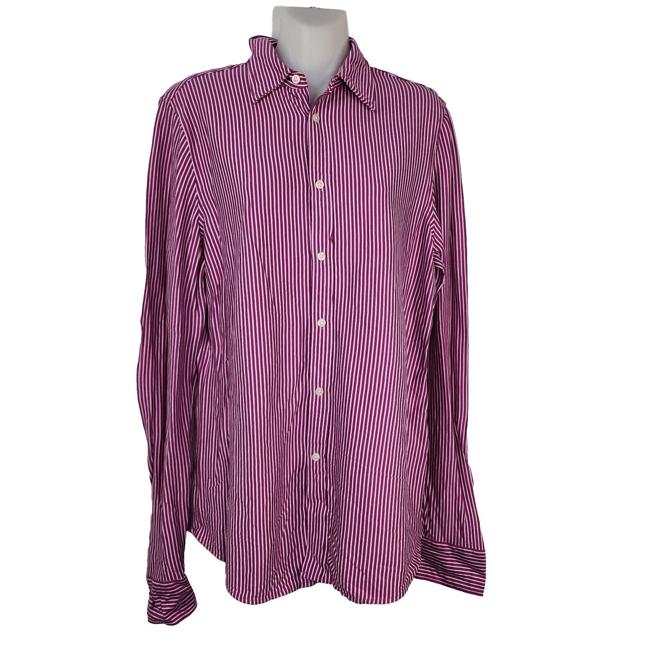 Polo Ralph Lauren Womens Large Knit Dress Shirt Pink Striped Button Long Sleeve