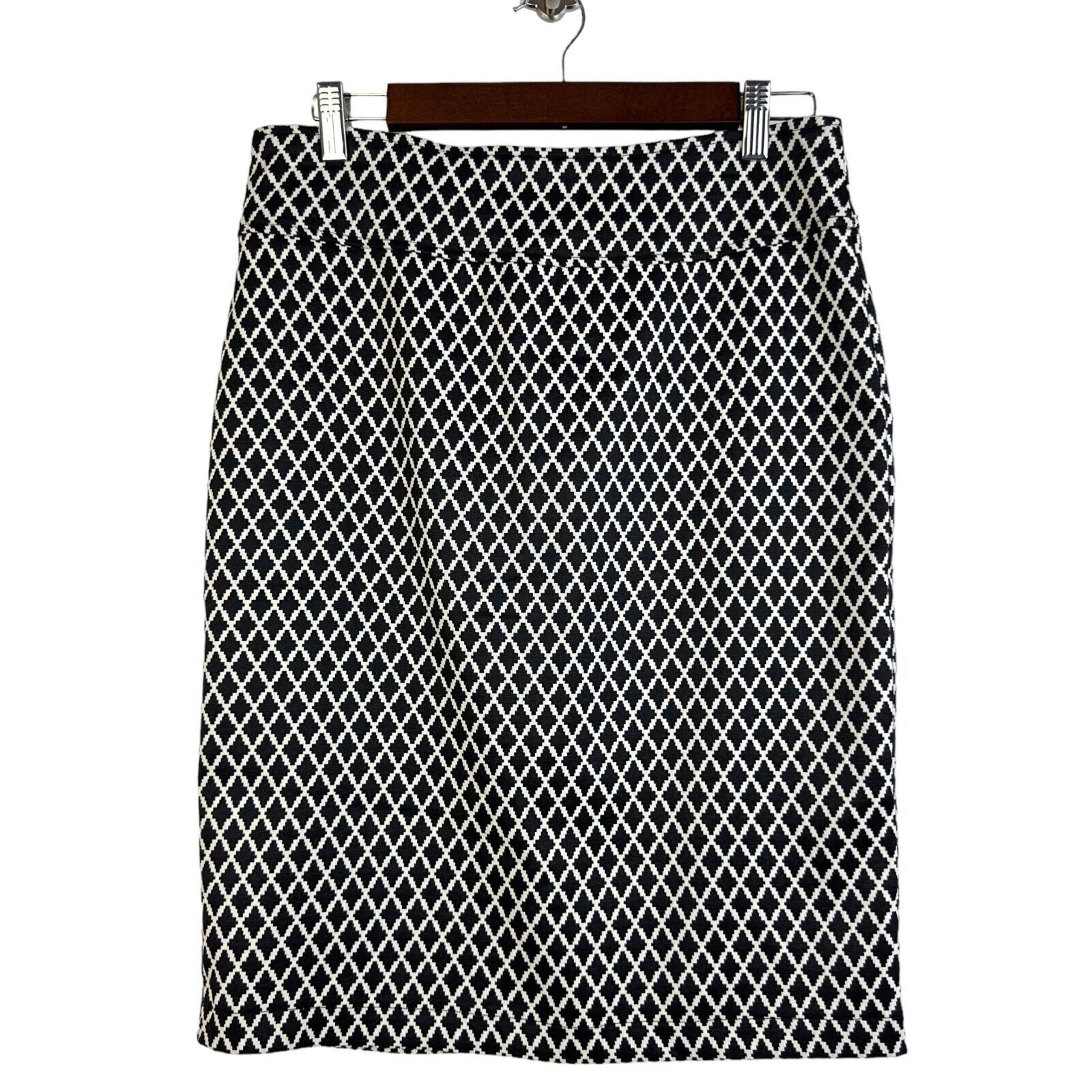 SOHO APPAREL Geometric Black White Slimming Waistband High Rise Pencil Skirt M