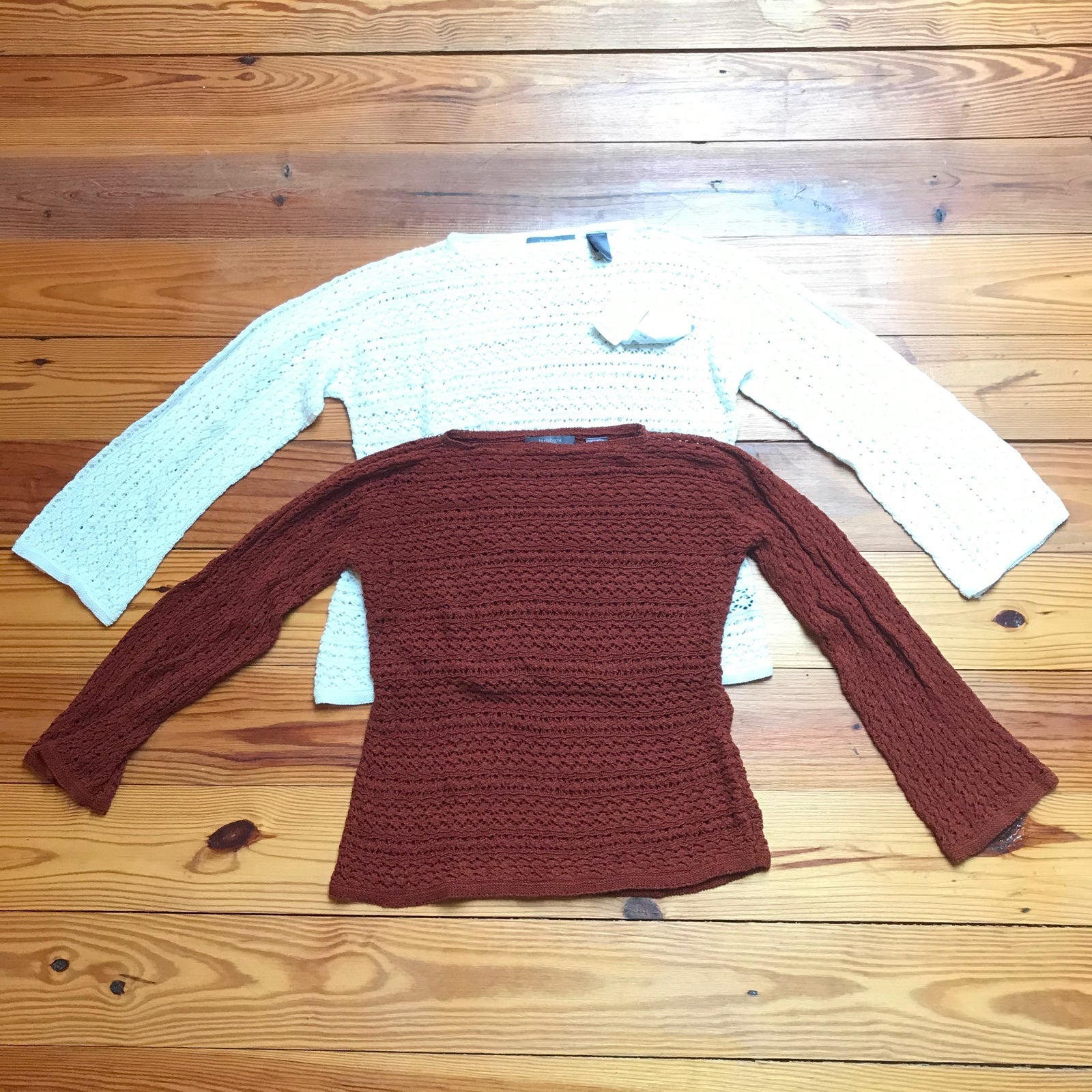 Liz Claiborne White Orange Crew Neck Sweater Bundle, NWT, S
