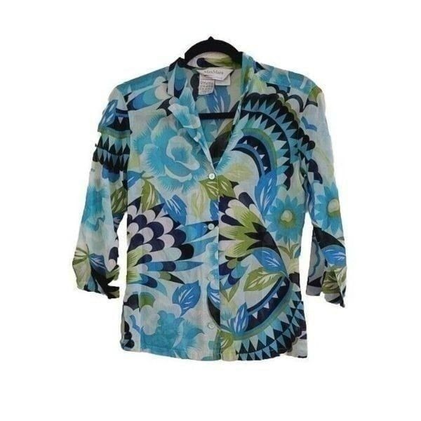 MaxMara Button-up Printed Shirt Blouse Women's Size 2