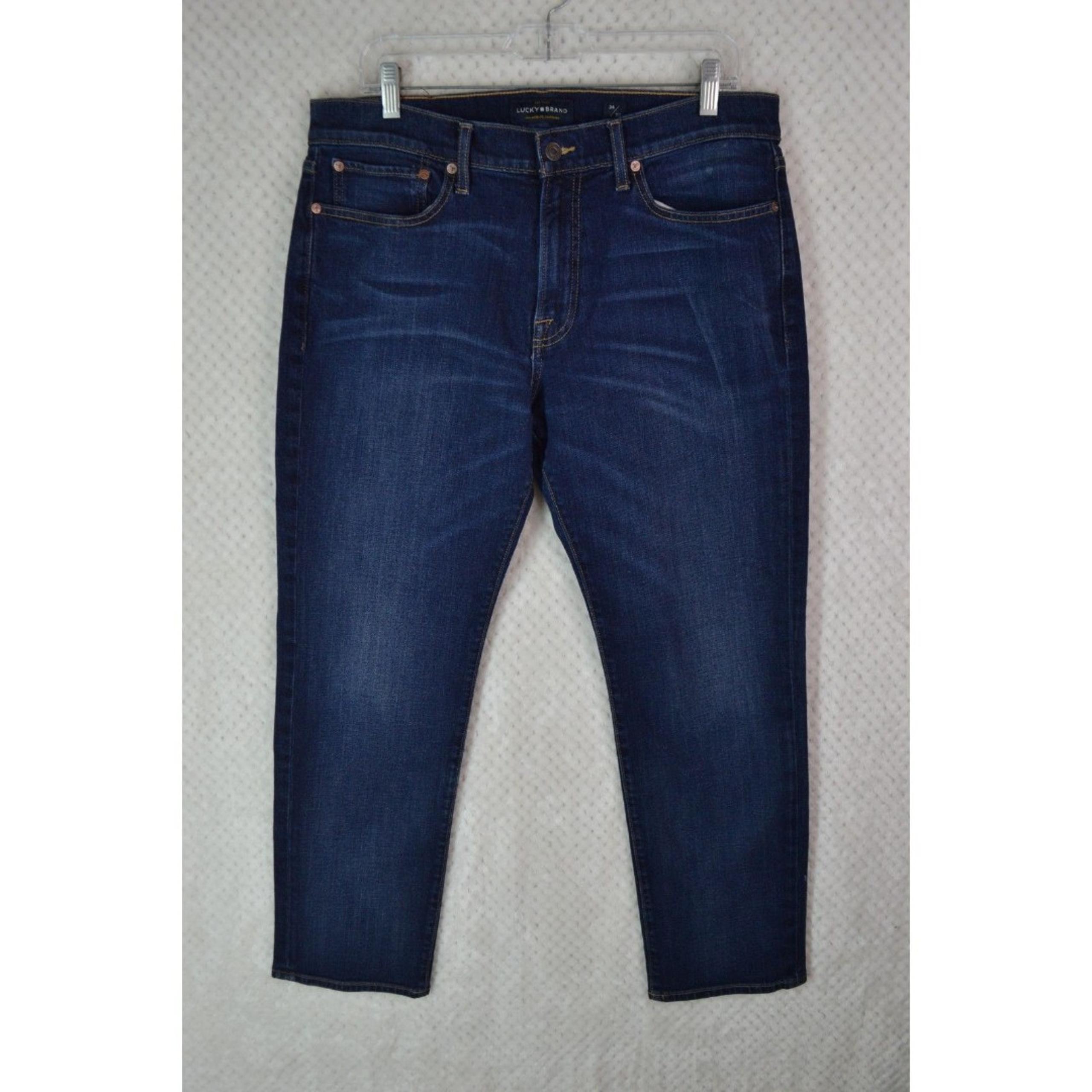Lucky Brand 121 Slim Men's 34x30 Dark Wash Mid Rise Slim Fit Straight Leg Jeans