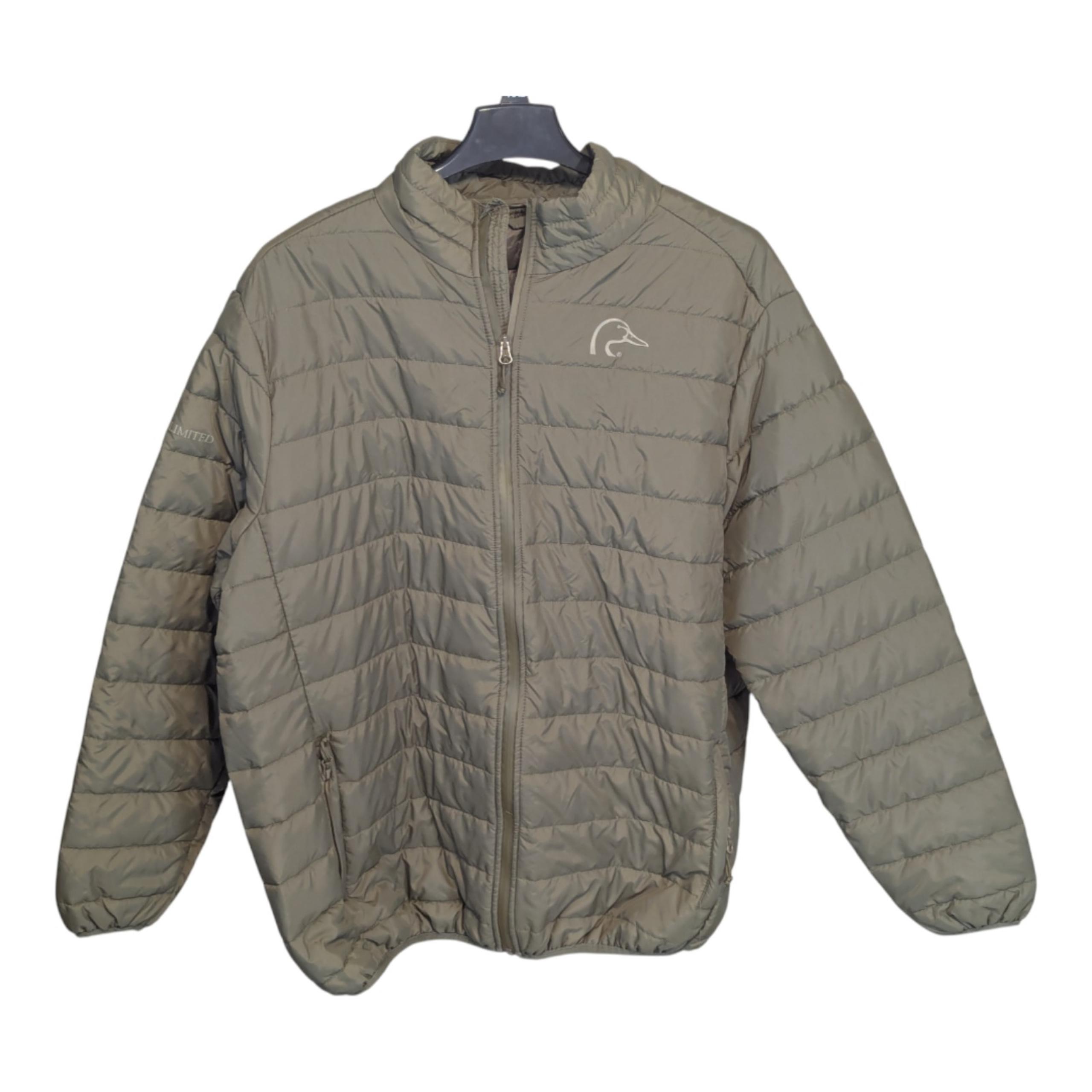 Ducks Unlimited Puffer Jacket Mens 3XL Full Zip Logo Quilted Lightweight Green