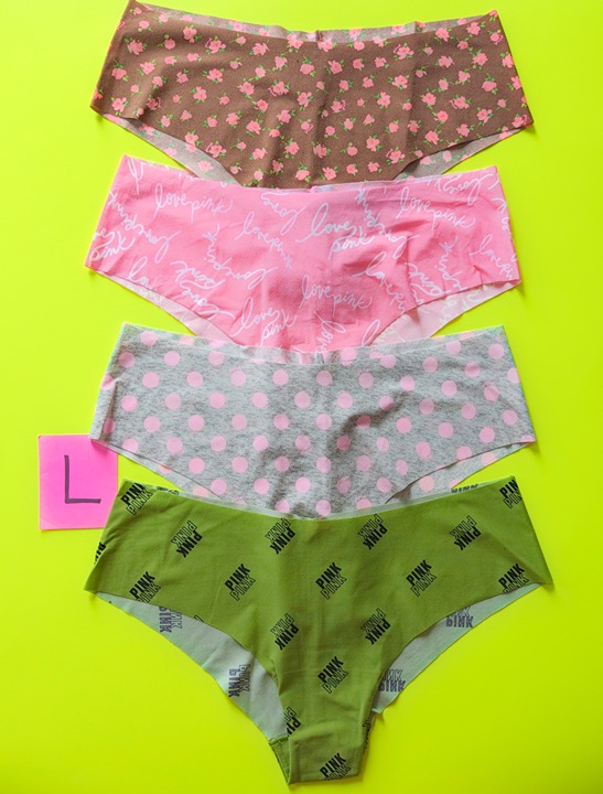 Victoria's Secret VS PINK Seamless Cheeky Size L Panties Bundle - Lot of 4