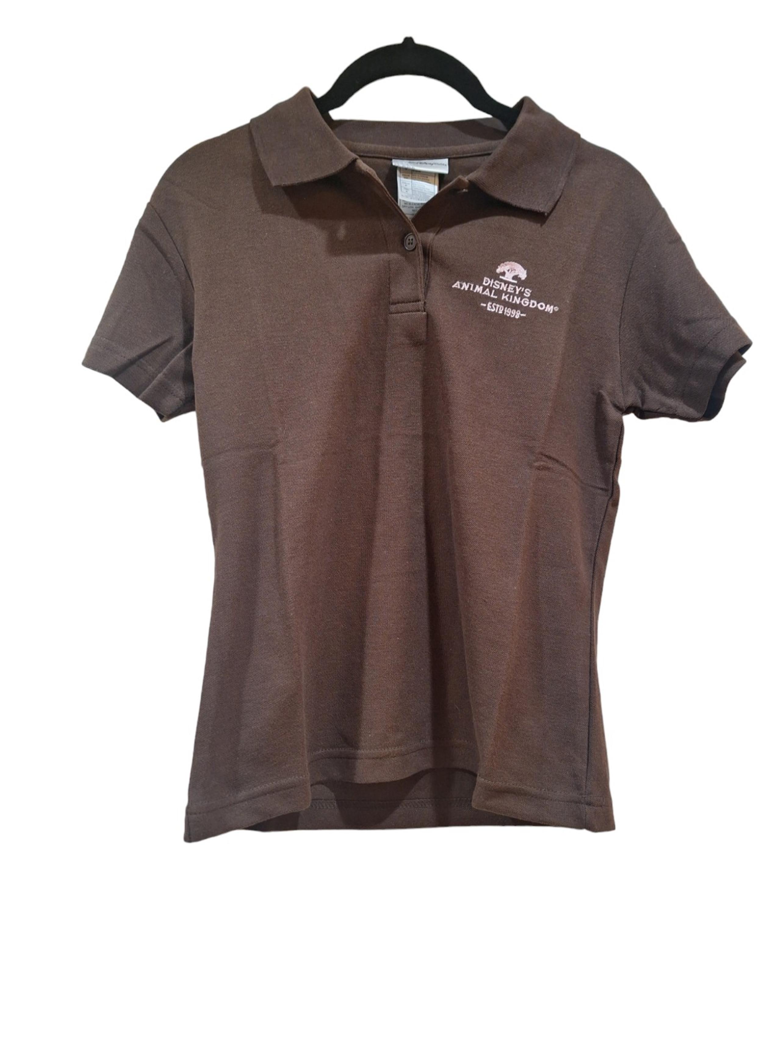 Disney Parks 1998 Animal Kingdom Brown Embroidered Polo Shirt Women's Small NEW