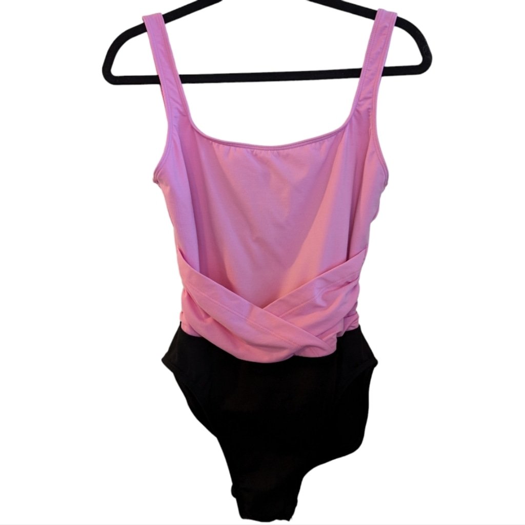 Sessa Pink & Black One Piece Swimsuit Size 12 EUC