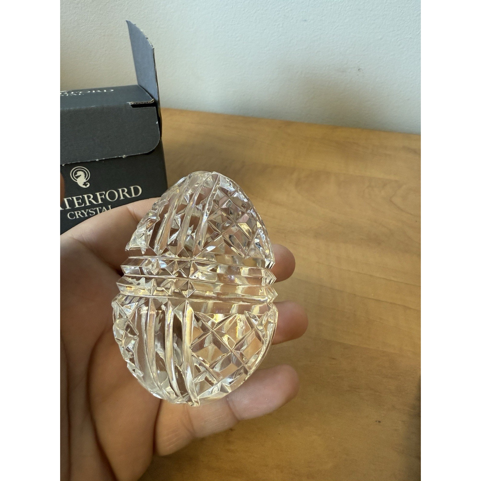 Waterford Crystal Annual Egg Crystal Egg w/ Base VTG Paperweight