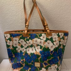 Like new Dooney & Bourke Blue White Floral Tote Bag