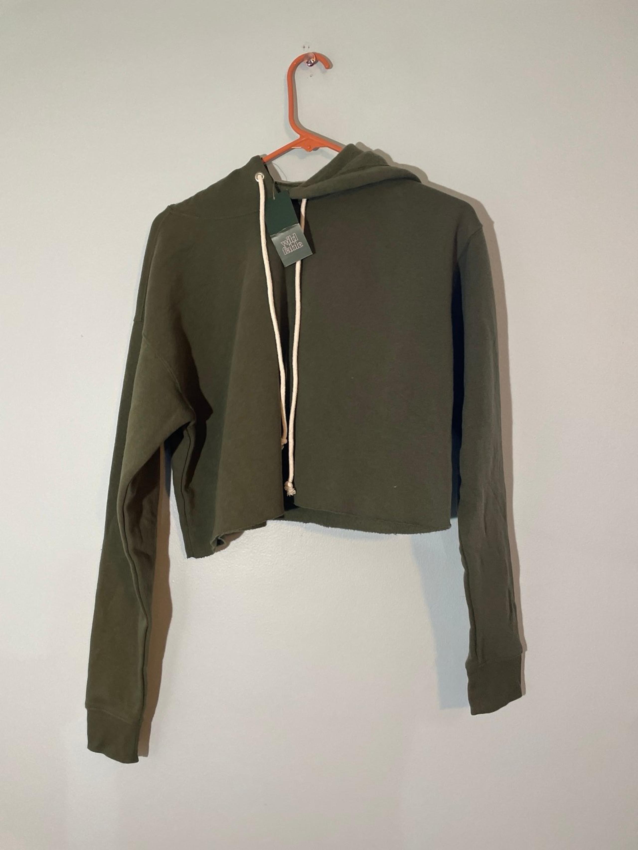 Wild Fable Women’s Small Olive Green Hooded Cropped Sweater