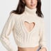 For Love and Lemons Vera Heart Cropped Cutout Sweater Cream Size L NWT