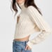 For Love and Lemons Vera Heart Cropped Cutout Sweater Cream Size L NWT