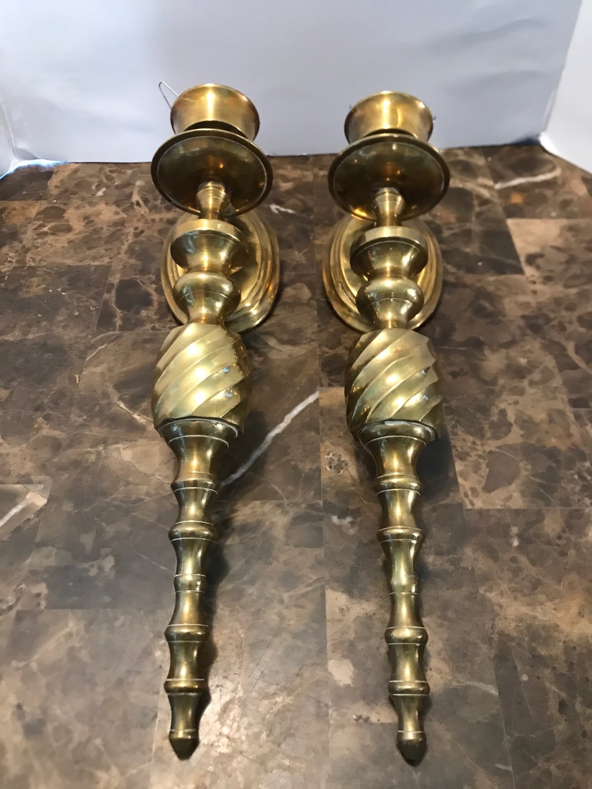Vintage 15 Solid Brass Wall Sconce Candle Holder Pair Of 2