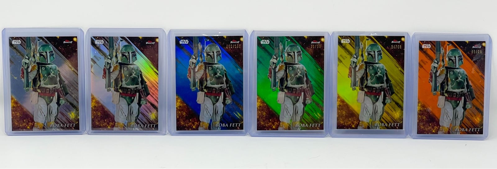 2018 Topps Finest Star Wars Boba Fett Rainbow set of 6