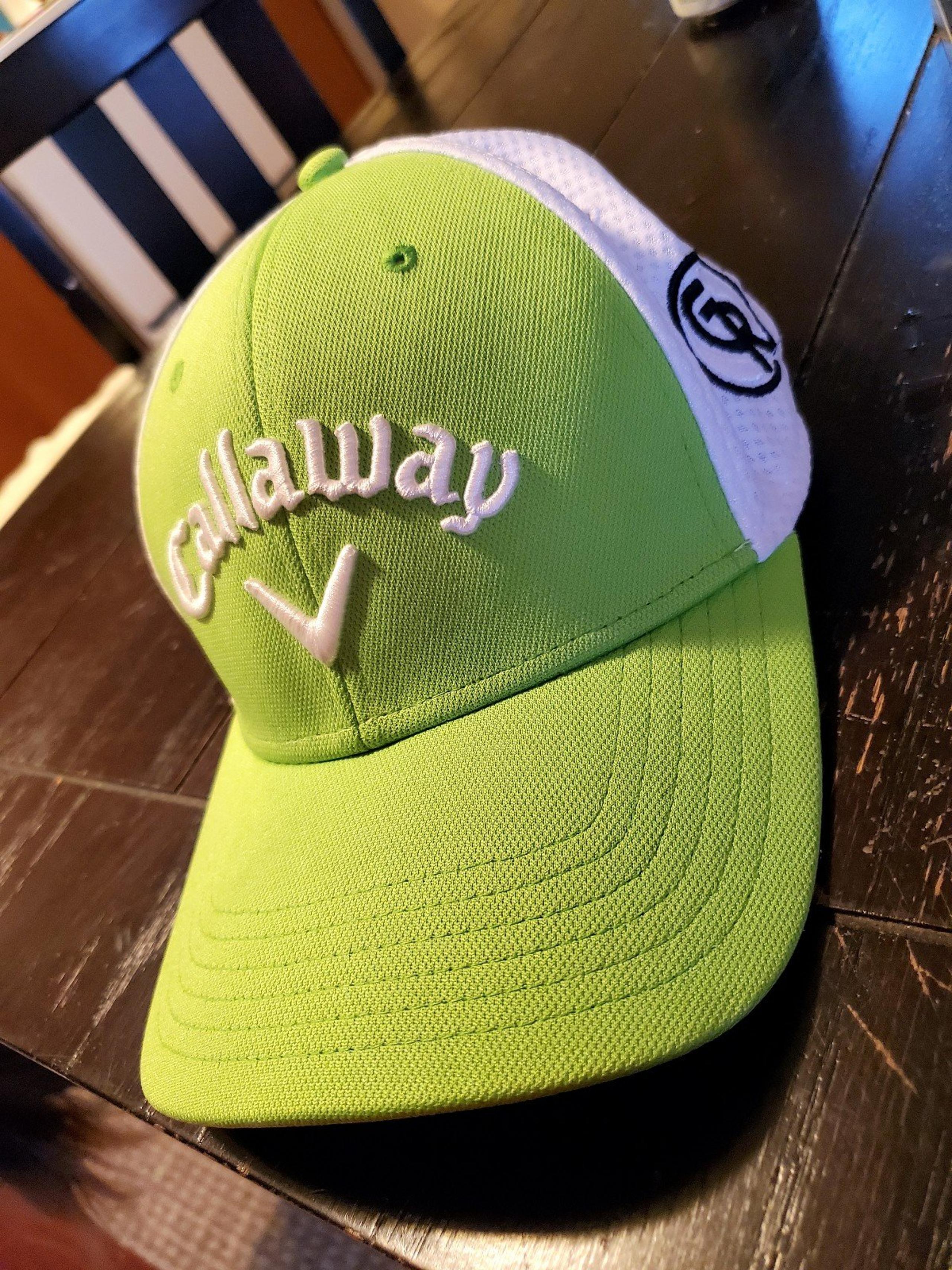 Callaway Hat Adult L/XL Green Embroidered Logo A-Flex Baseball Cap Mens.